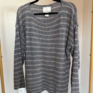 Express Tricot Striped Knit Sweater Women’s Size S Lightweight Crewneck Pullover